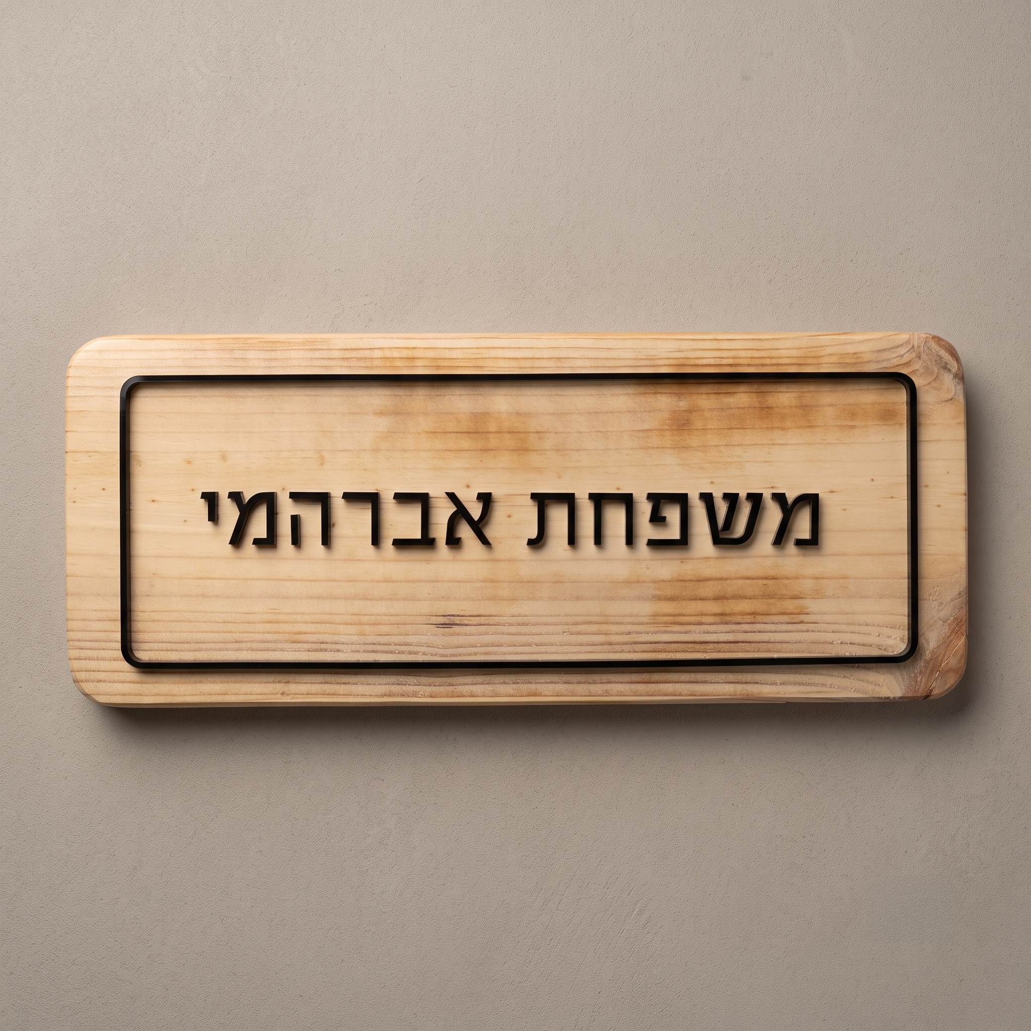 שלט עץ עם מסגרת שחורה